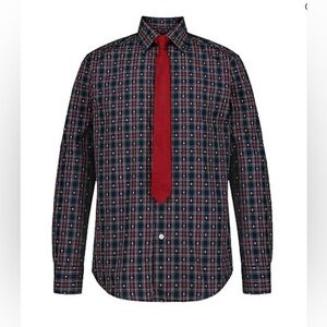 TFW Size M 10-12 Boys Long Sleeve Point Collar Shirt + Tie Set, New WithTags